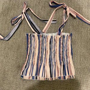 Striped Crop Top with Bow Ties - Brand New, Never Worn - Size Medium